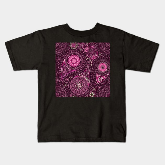 Ornate Pink Paisley Kids T-Shirt by CeeGunn